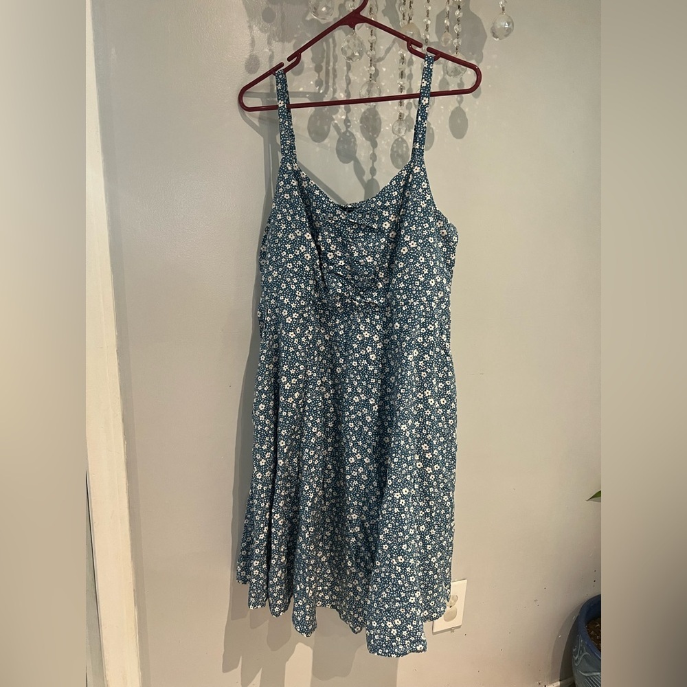 Torrid Blue and White Sleeveless Sundress